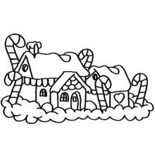 Coloriage Village de maisons en pain d'épices et sucres d'orge