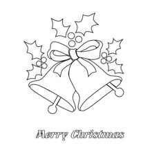 Coloriage Cloches de Noël avec houx et ruban