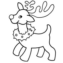 Coloriage Renne portant une couronne de Noël