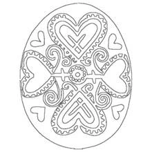 Coloriage Pâques oeuf décoré de coeurs