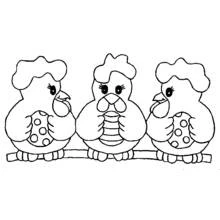 Coloriage Poules de Pâques tenant des œufs