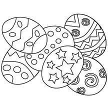 Coloriage Pâques oeufs décorés de motifs variés