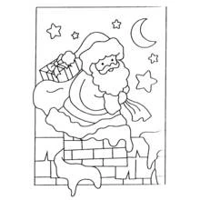 Coloriage Père Noël descend dans la cheminée