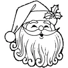 Coloriage Père Noël souriant à la barbe bouclée