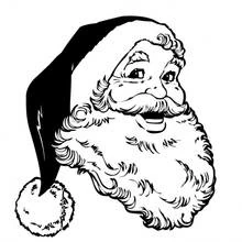 Coloriage Père Noël souriant avec une barbe fournie