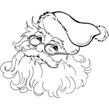 Coloriage Père Noël avec lunettes rondes et grande barbe