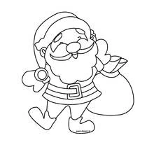 Coloriage Père Noël marchant avec son sac de cadeaux