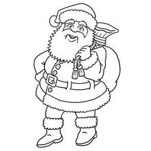 Coloriage Père Noël portant son sac de cadeaux