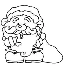 Coloriage Père Noël au visage rond et à la barbe fournie