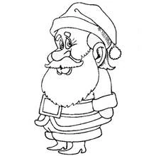 Coloriage Père Noël avec une grande barbe