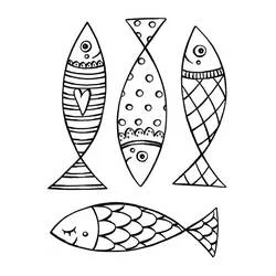 Coloriage Poisson d’Avril quatre poissons décoratifs Coloriage Poisson d’Avril quatre poissons décoratifs