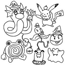 Coloriage Pokémon Halloween réunis pour la fête