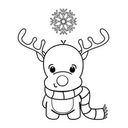 Coloriage Renne de Noël avec un flocon de neige