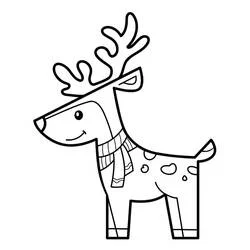 Coloriage Renne de Noël portant une écharpe