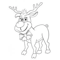 Coloriage Renne de Noël avec un gros nœud