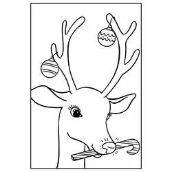 Coloriage Renne de Noël avec boules et sucre d'orge
