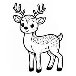 Coloriage Renne de Noël debout avec de grands bois