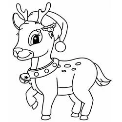 Coloriage Renne de Noël avec bonnet de Père Noël