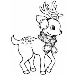 Coloriage Renne de Noël avec cache-oreilles et écharpe