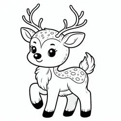 Coloriage Petit renne de Noël aux oreilles rondes tachetées