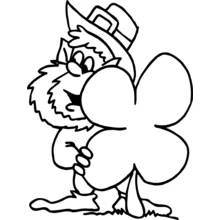 Coloriage Lutin tenant un immense trèfle à quatre feuilles