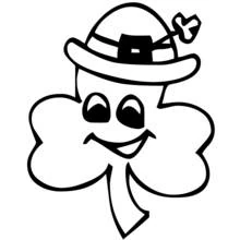 Coloriage Trèfle souriant portant un chapeau de lutin
