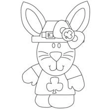 Coloriage Lapin avec un chapeau de lutin et un trèfle