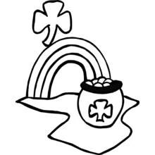 Coloriage Arc-en-ciel avec chaudron d'or et trèfle