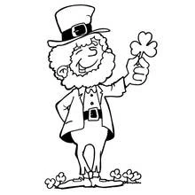 Coloriage Leprechaun tenant un trèfle