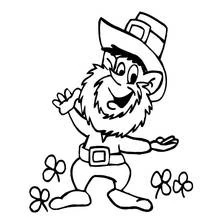 Coloriage Lutin joyeux avec des trèfles