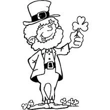 Coloriage Lutin tenant un trèfle