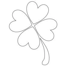 Coloriage Trèfle à quatre feuilles en forme de cœurs