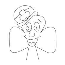Coloriage Trèfle souriant avec un chapeau