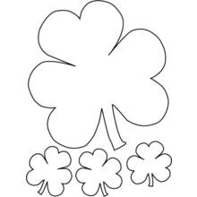 Coloriage Trèfle à quatre feuilles avec trois petits trèfles