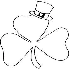 Coloriage Trèfle portant un chapeau de lutin
