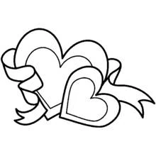 Coloriage Deux coeurs avec des rubans