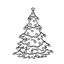 Coloriage Sapin de Noël décoré de guirlandes et de boules