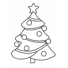 Coloriage Sapin de Noël avec boules rondes et une étoile