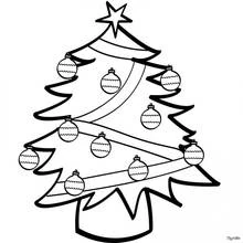 Coloriage Sapin de Noël décoré de boules et d'une étoile