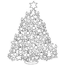Coloriage Sapin de Noël aux bougies et étoiles (3)