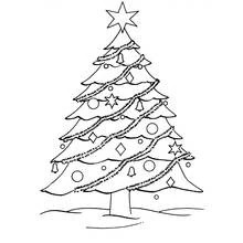 Coloriage Sapin de Noël et guirlande en spirale