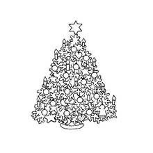 Coloriage Sapin de Noël à étoile à six branches