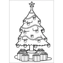 Coloriage Sapin de Noël décoré de boules et de cadeaux