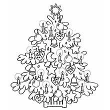 Coloriage Sapin de Noël décoré de boules et de bougies