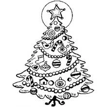 Coloriage Sapin de Noël décoré de boules et guirlandes