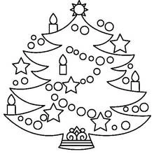 Coloriage Sapin de Noël décoré d'étoiles et de bougies