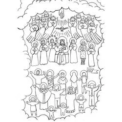 Coloriage Assemblée céleste de saints et d'anges pour la Toussaint