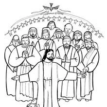 Coloriage Tous les Saints réunis sous la colombe de l'Esprit