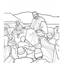Coloriage Jésus enseignant la foule sur la montagne