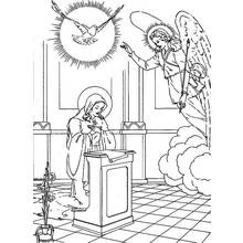Coloriage Annonciation avec la Vierge Marie et l'ange